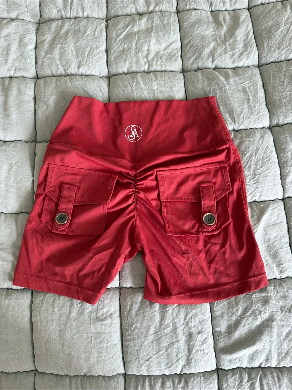 ALO Yoga Red High-Waist Bike Shorts